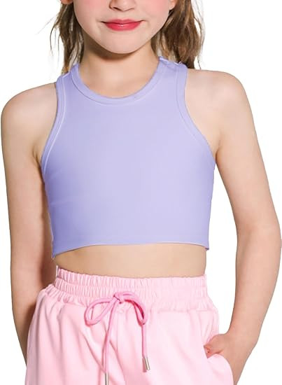 Girls Sports Bra Athletic Training Tank Tops Sleeveless Racerback Crop Tops for Kids Teens 5-12Y | Amazon (US)