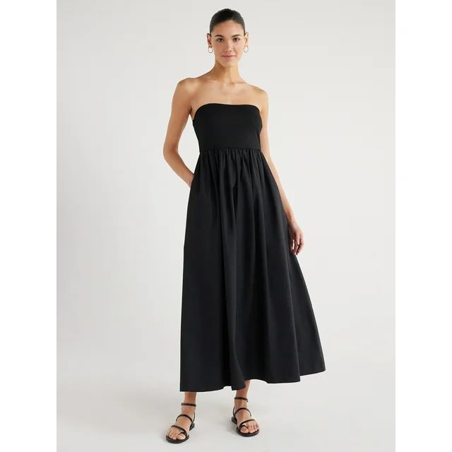 Scoop Women's Mixed Media Dress, Sizes XS-XXL | Walmart (US)