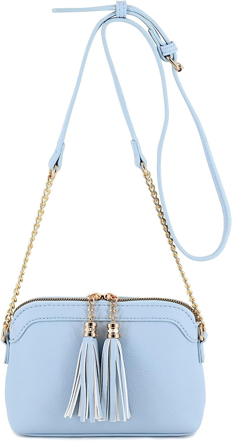 Two Tassel Small Crossbody Bag with Chain Strap Small Purse Handbags for Women | Amazon (US)