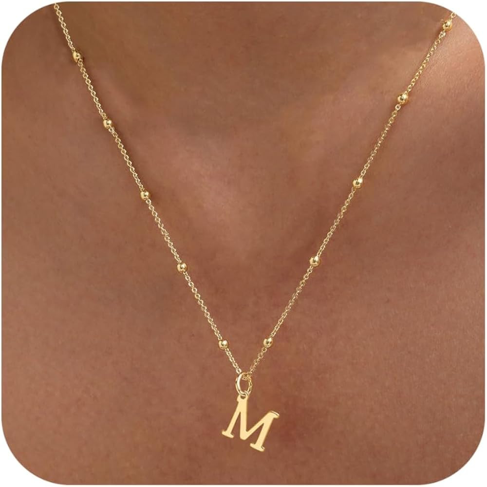 Stocking Stuffers Initial Necklaces for Women Dainty 14k Gold Plated A-Z Letter Pendant Name Neck... | Amazon (US)