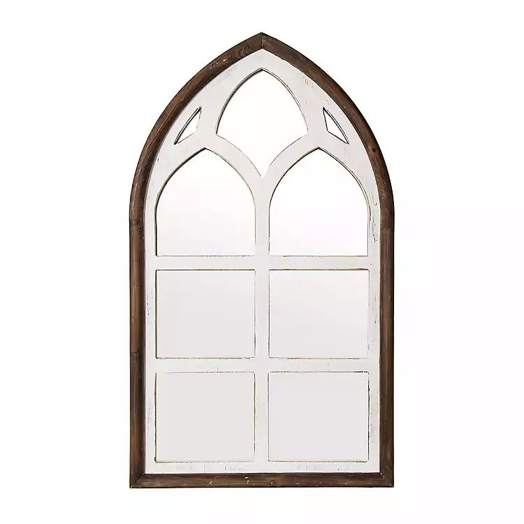 White and Brown Wooden Arched Mirror | Kirkland's Home