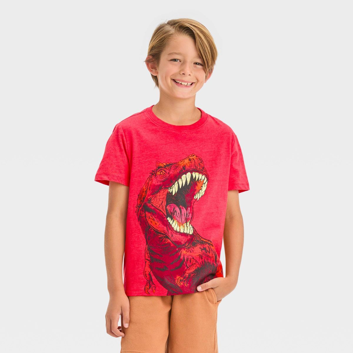 Boys' Short Sleeve Dinosaur Graphic T-Shirt - Cat & Jack™ Red | Target
