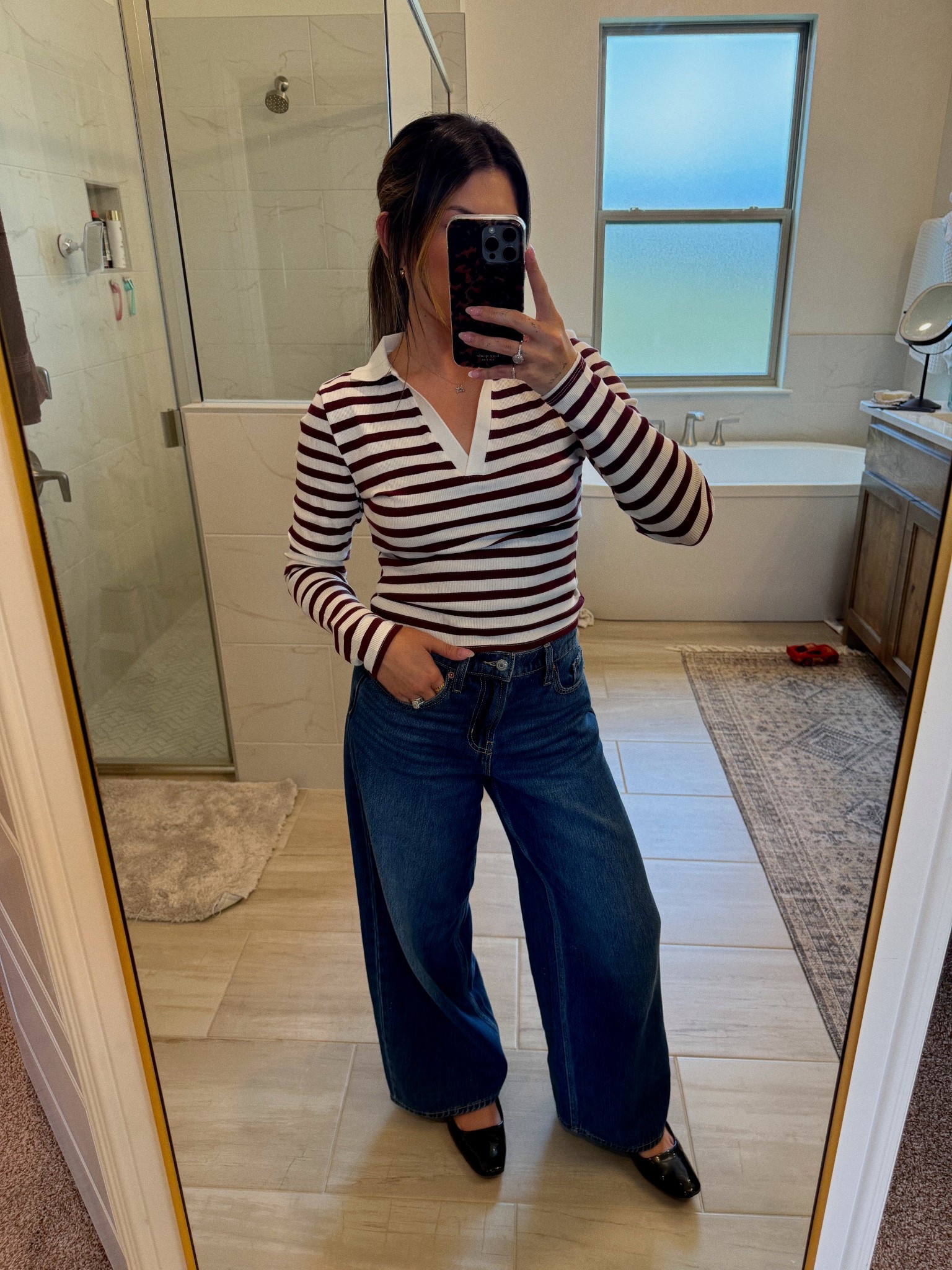 This Walmart shirt and old navy jeans!! I’m obsessed. 
#walmartfinds #oldnavyfinds 

#LTKSeasonal #LTKPetite #LTKWorkwear
