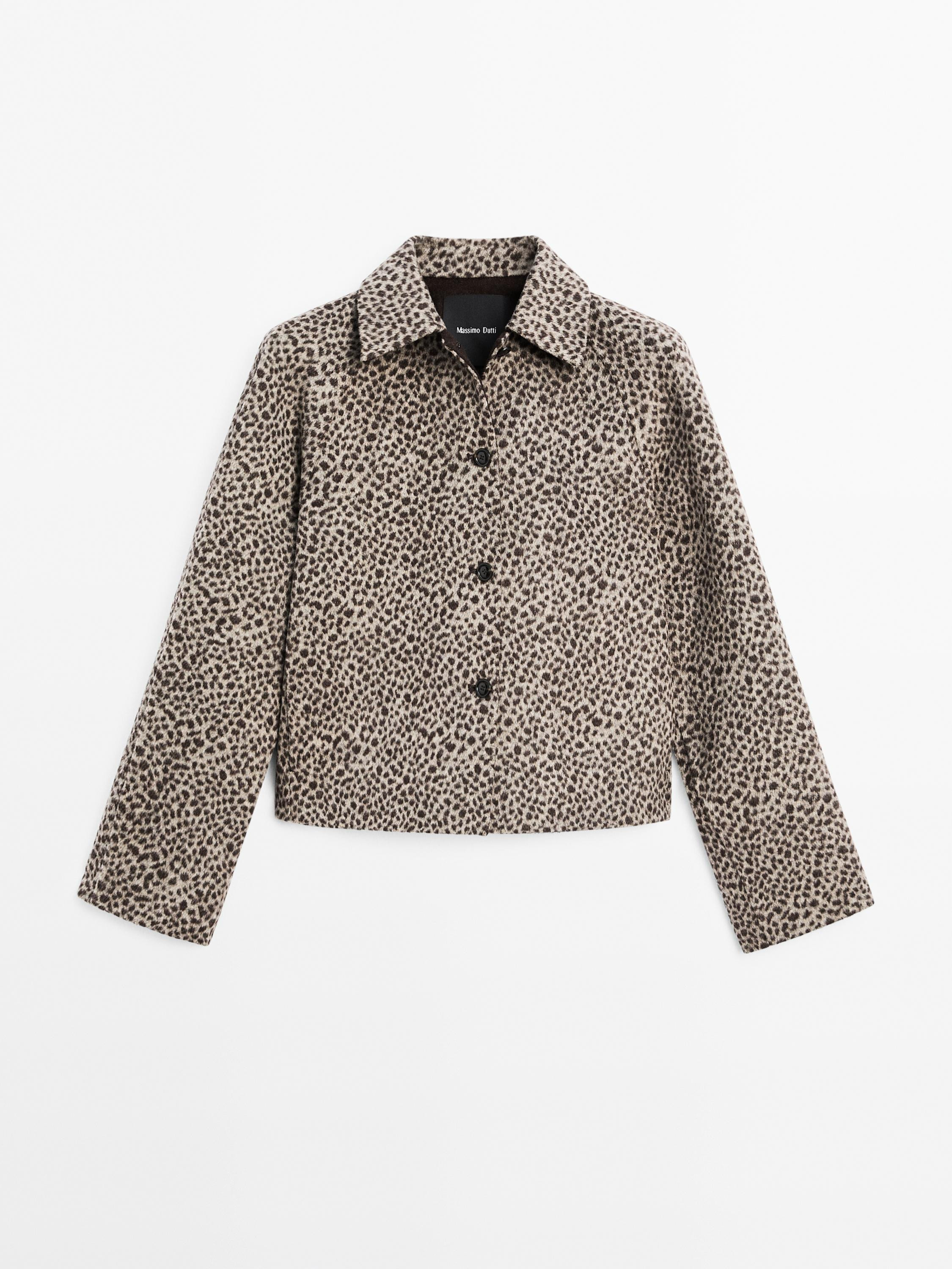 Manteau court laine à imprimé animal | Massimo Dutti FR