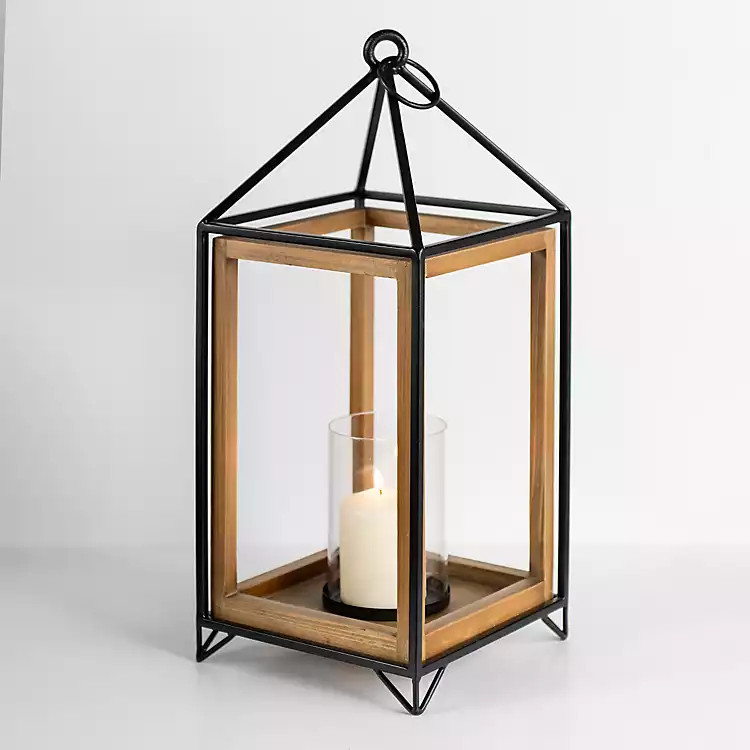 Metal and Wood House Frame Lantern, 21 in. | Kirkland's Home
