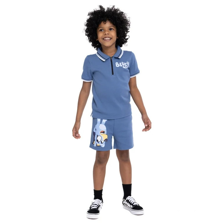 Bluey Toddler Boys Short Sleeve Polo Top and Shorts Set, 2-Piece, Sizes 2T-4T | Walmart (US)