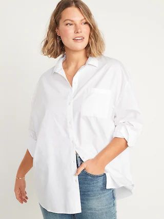 Long-Sleeve Oversized Boyfriend Shirt for Women | Old Navy (US)