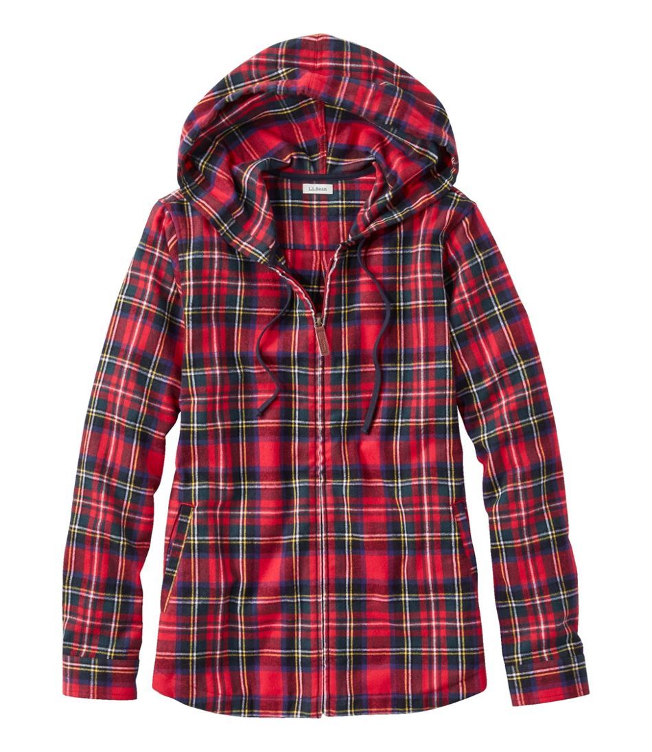 Women's Scotch Plaid Flannel Shirt, Relaxed Zip Hoodie | L.L. Bean