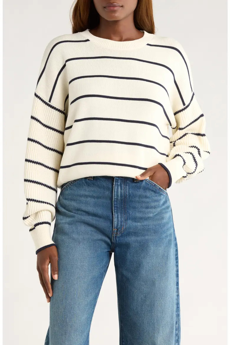 Rib Drop-Shoulder Crewneck Sweater (Women) | Nordstrom | Nordstrom