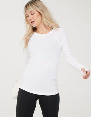 OFFLINE By Aerie Thumbs Up Ribbed Long Sleeve T-Shirt | Aerie