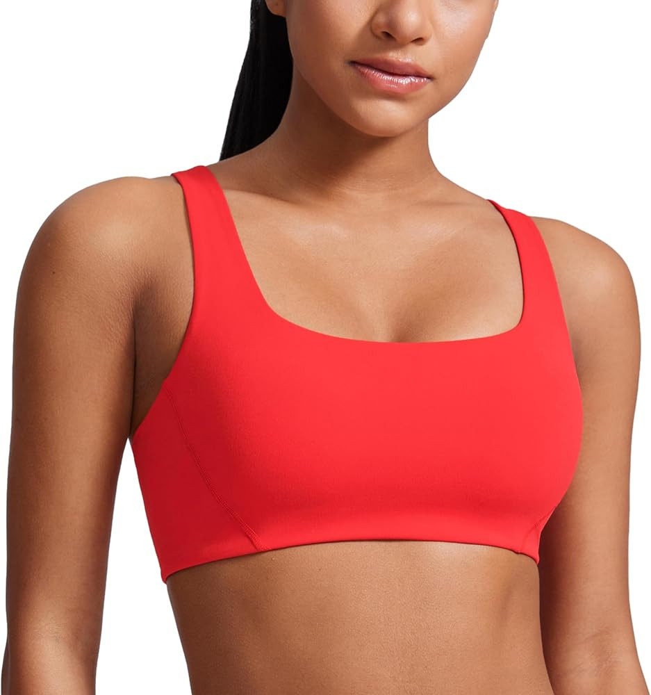 CRZ YOGA Butterlift Double Lined Square Neck Sports Bras for Women - Wireless V-Shaped Racerback ... | Amazon (US)
