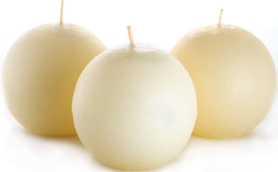Set of 3 Sphere Ball Candles 3" Unscented Handpoured for Weddings, Home Decoration, Church, Resta... | Amazon (US)