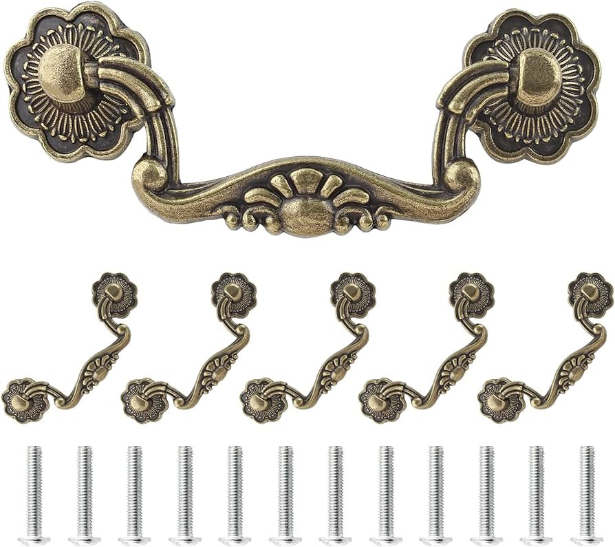 6 Pcs 3 Inch Bail Handle Drop Pulls Vintage Drop Bail Drawer Pulls Antique Bronze Cabinet Pull Ha... | Amazon (US)