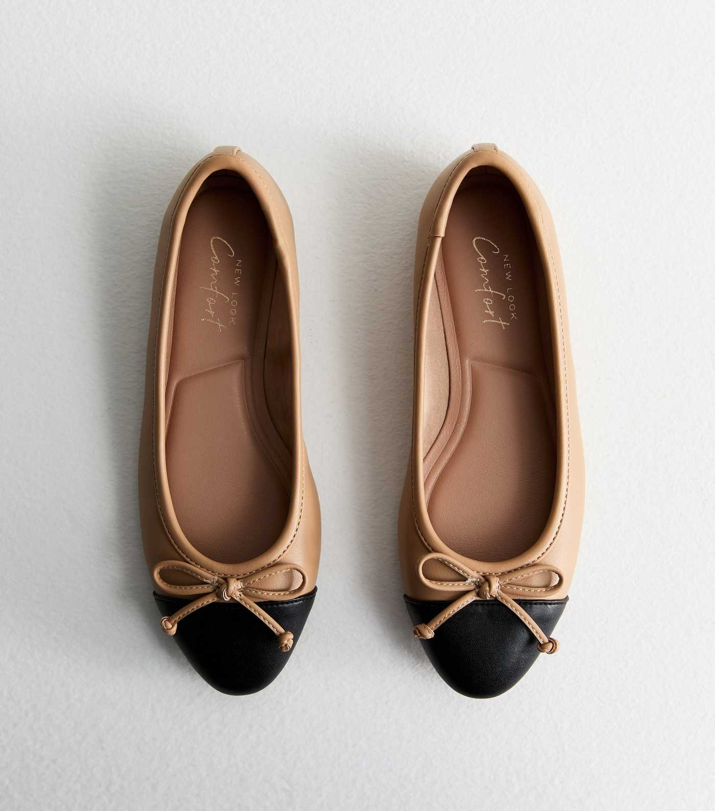 Camel Contrast Toe Cap Ballerina Pumps | New Look | New Look (UK)