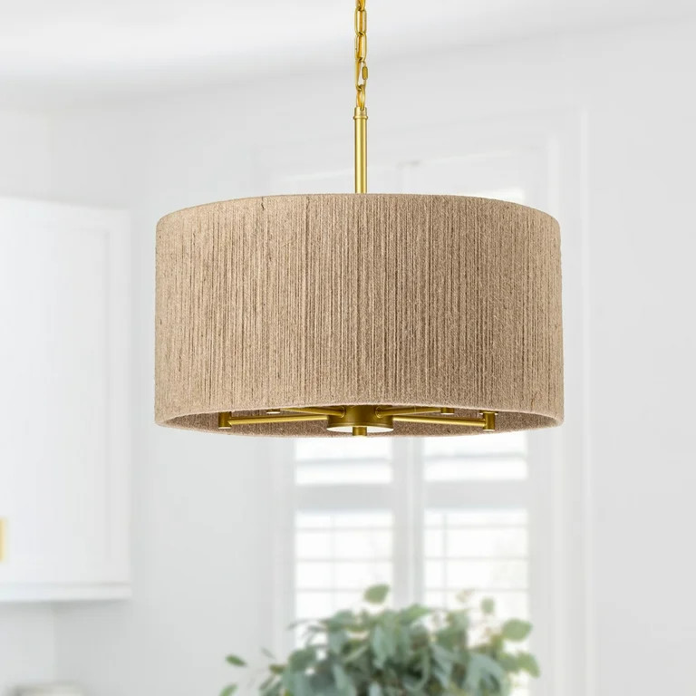 C Cattleya 5-Light Flush Mount Ceiling with Gold Finish Jute Rope Chandelier(E12) - Walmart.com | Walmart (US)