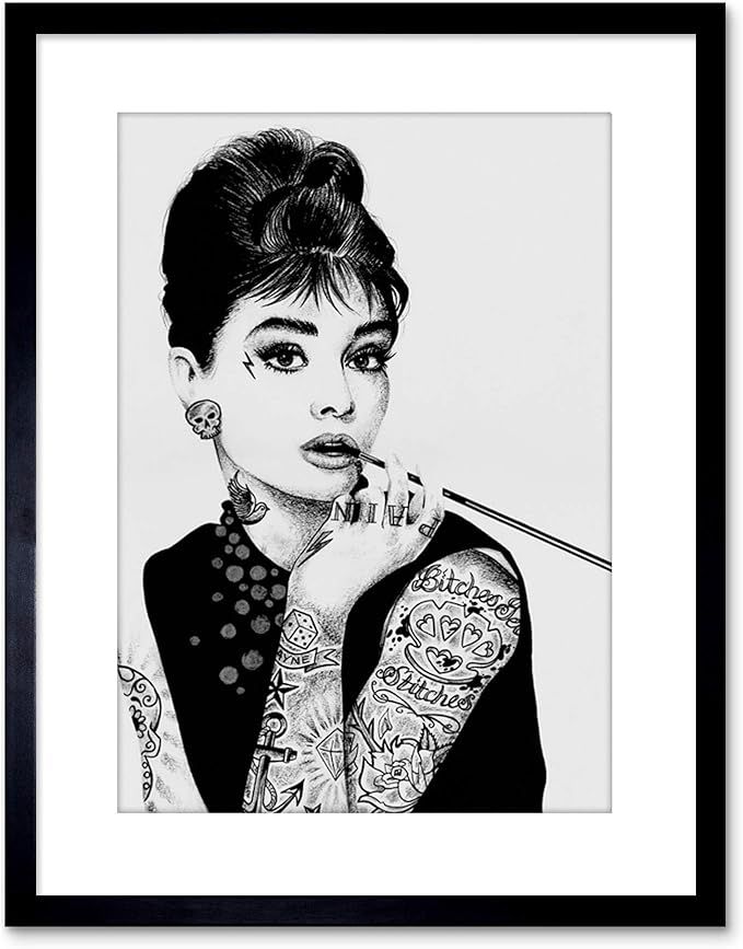 Audrey Hepburn Tattoo Inked Ikons Framed Art Print by W.Maguire F97X12440 | Amazon (US)