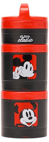 Whiskware Disney Mickey Mouse and Friends Stackable Snack Containers for Babies, Toddlers, and Kids, 3 Stackable Snack Cups for School and Travel, Cupholder Friendly, All Time Classic! | Amazon (US)