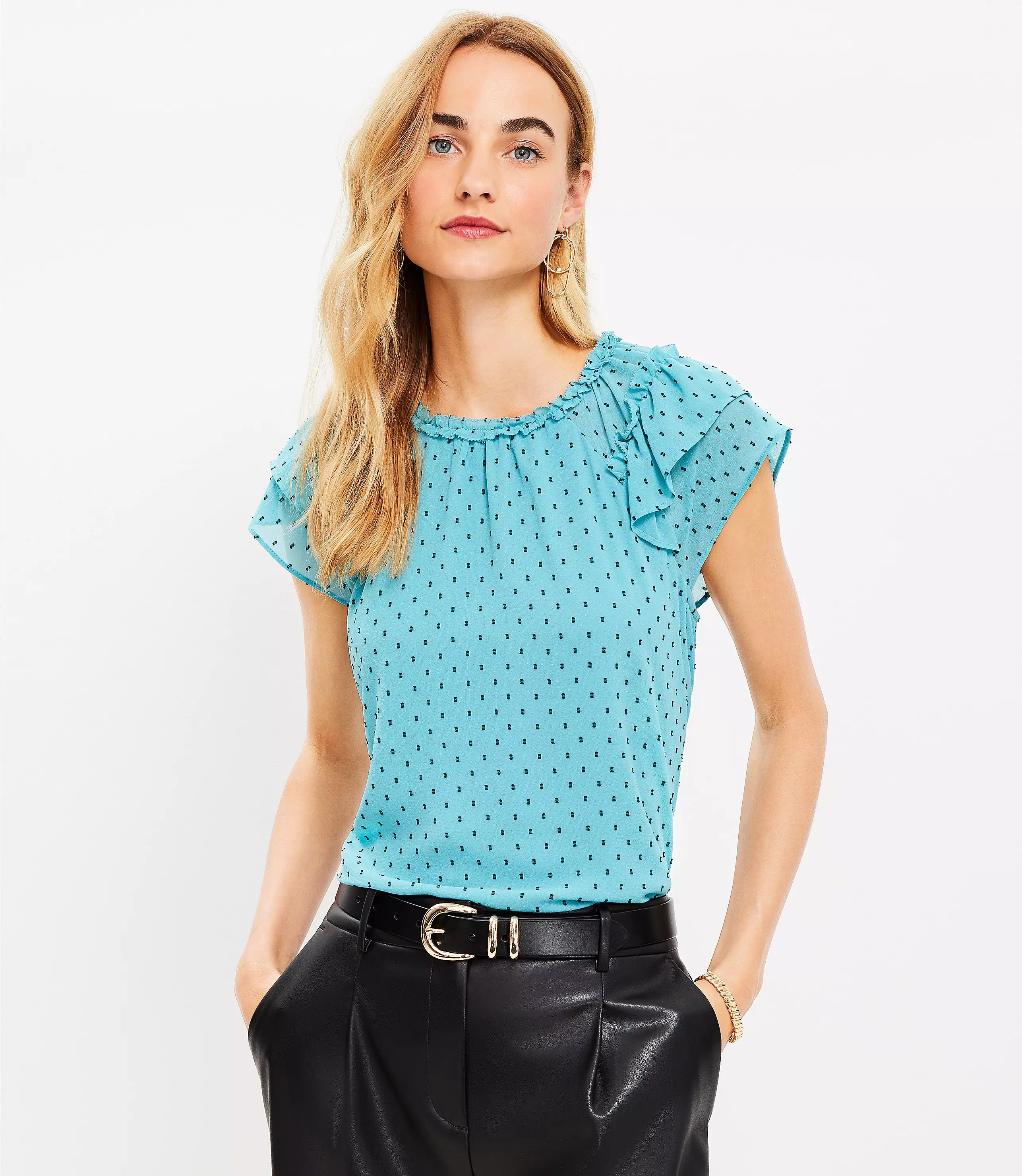 Clip Double Ruffle Top | LOFT