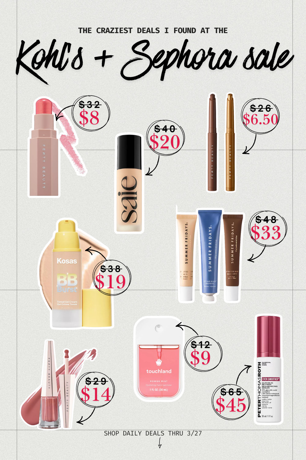 The BEST beauty deals I found 👀💄

I went through the Kohl's + Sephora sales and these are the ones actually worth it, so many viral favorites are majorly discounted right now.

From Fenty Beauty to Kosas and Summer Fridays, these are staple products I’d 100% restock while they’re on sale.

If you’ve been waiting to refresh your makeup or skincare routine, this is your sign—some of these deals are so good they won’t last.

Everything is linked to shop before prices go back up 👇
#sephorasale #kohlsfinds #beautydeals #makeupfavorites #skincareessentials #fentybeauty #kosas #summerfridays #ltksale #beautyfinds 

 #LTKgrwm #LTKselfcare #LTKSaleAlert