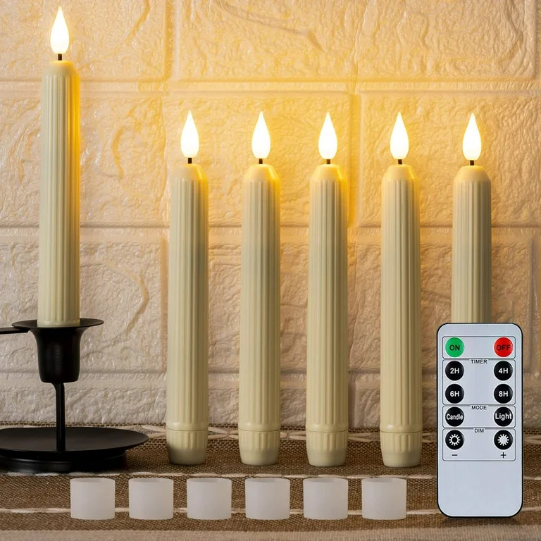 Merrynights Flameless Taper Candles Flickering with Remote&Timer, 7 Inch Ivory Battery Operated T... | Walmart (US)