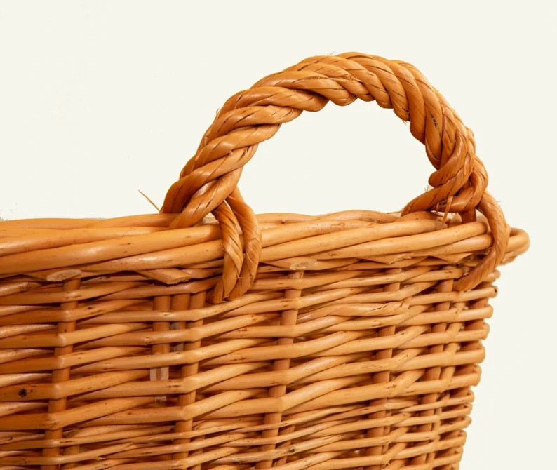 Handmade Massive Wicker Laundry Storage Oval Basket with Handles Middle M and Large L Size | Etsy (US)