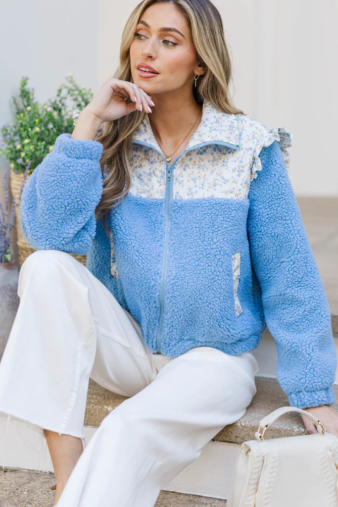 Darling Delight Blue Ditsy Floral Jacket | The Mint Julep Boutique