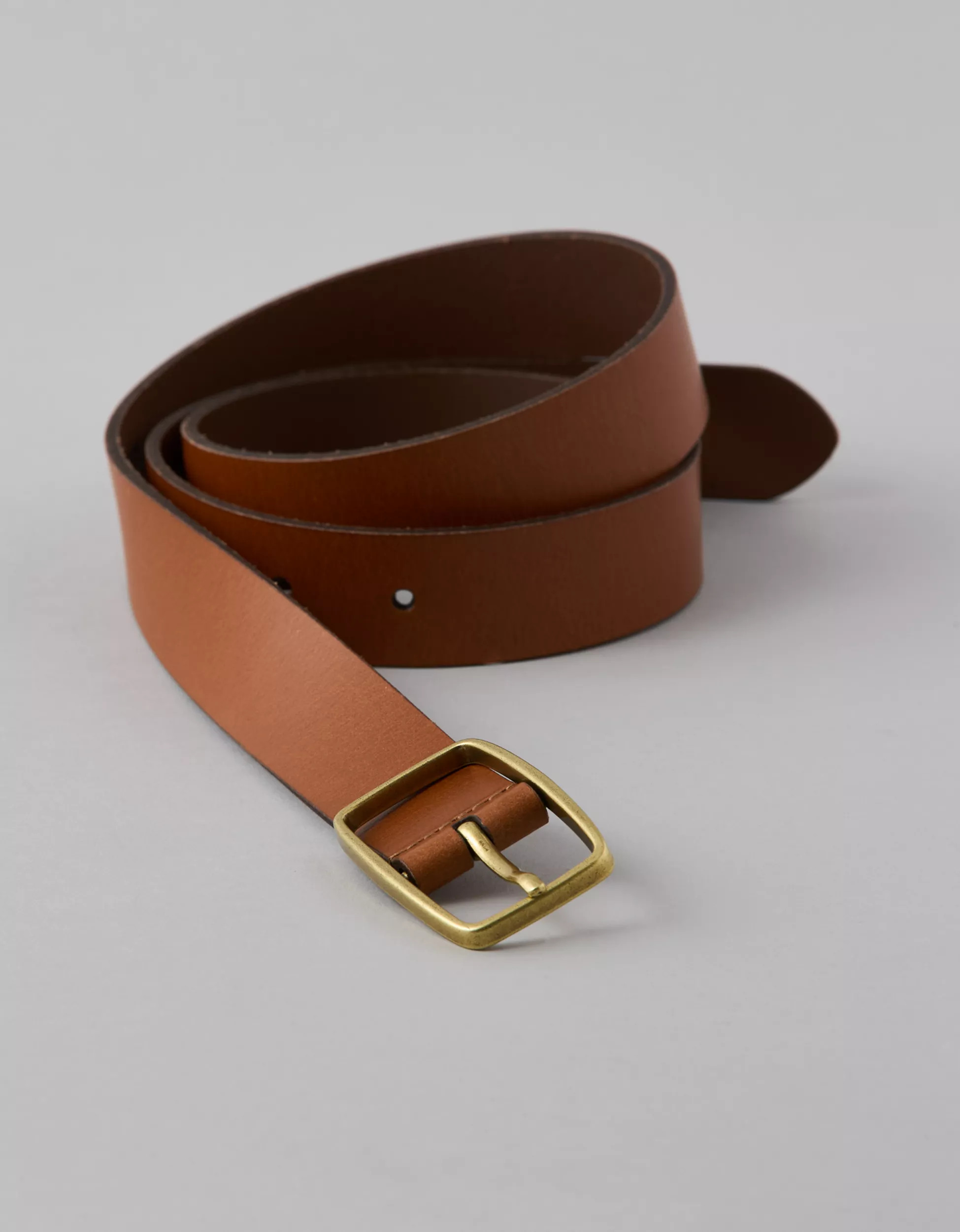 AE Rectangle Buckle Leather Belt | American Eagle Outfitters (US & CA)