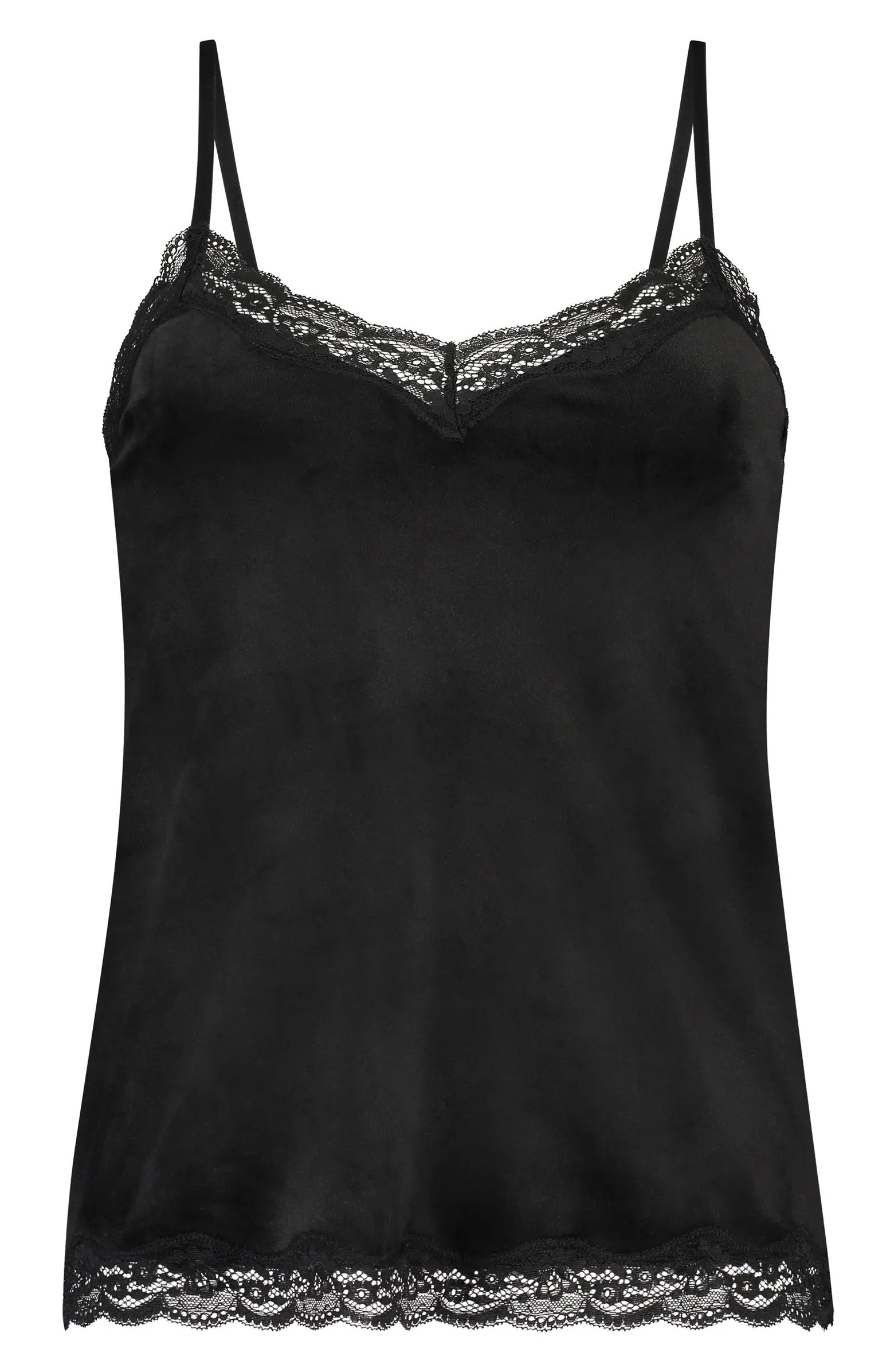 Lace Trim Velour Camisole | Nordstrom
