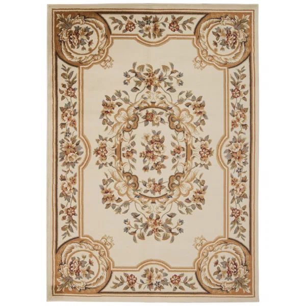 Lukeson Floral Beige Area Rug | Wayfair Professional