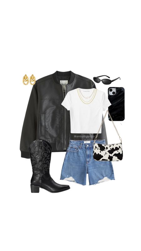 Abercrombie shorts sale 

Country concert outfit, denim shorts, black western cowgirl boots, leather jacket 

#LTKStyleTip #LTKShoeCrush #LTKFestival