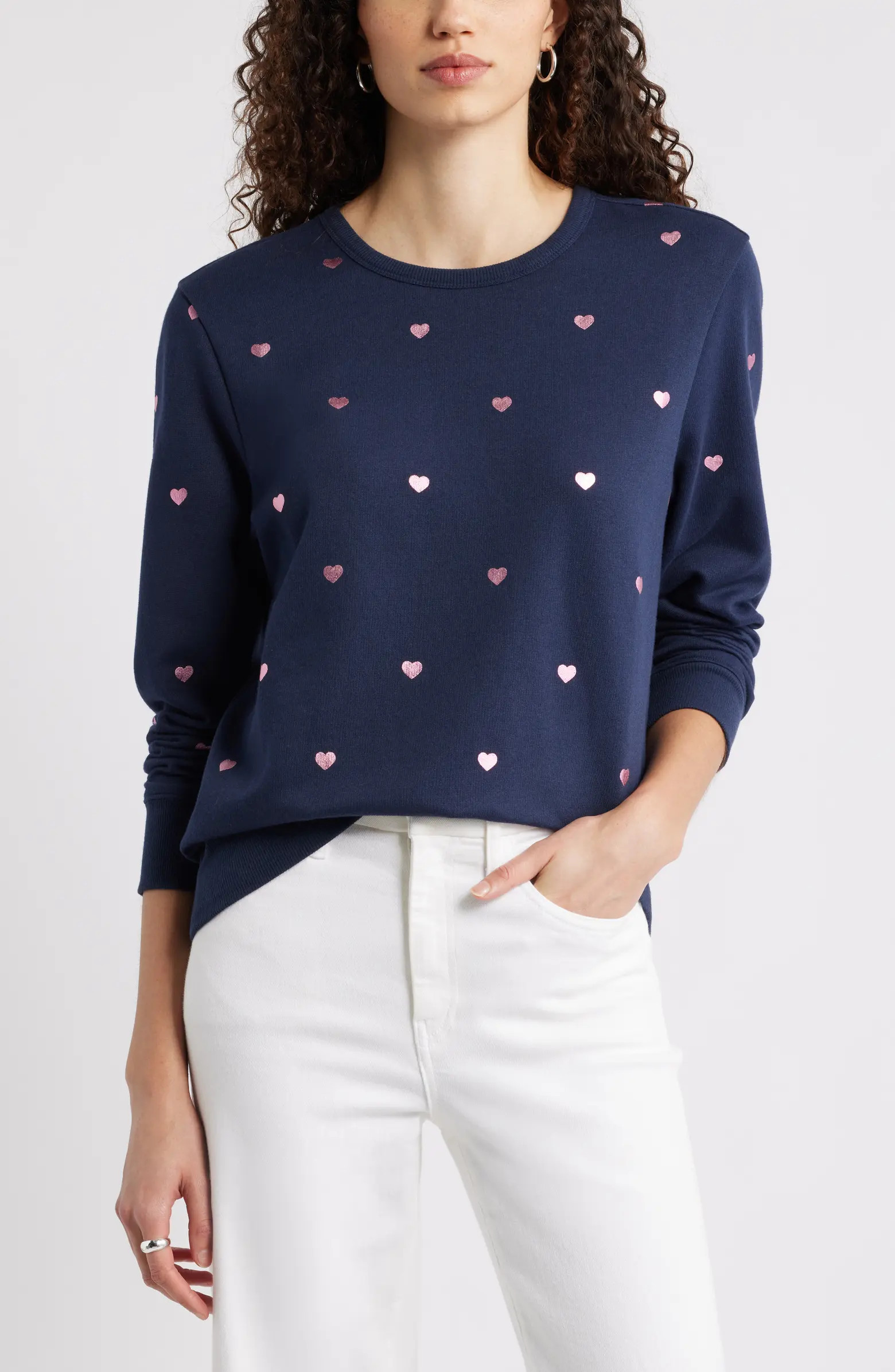 Foil Heart Print Sweatshirt | Nordstrom