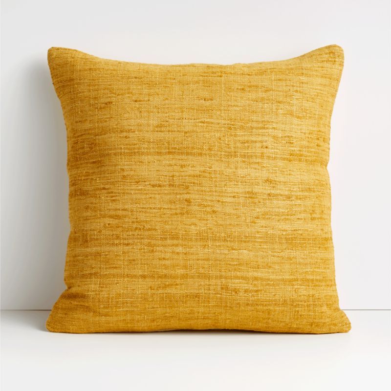 Yellow 20" Cotton Sari Silk Pillow Cover + Reviews | Crate & Barrel | Crate & Barrel