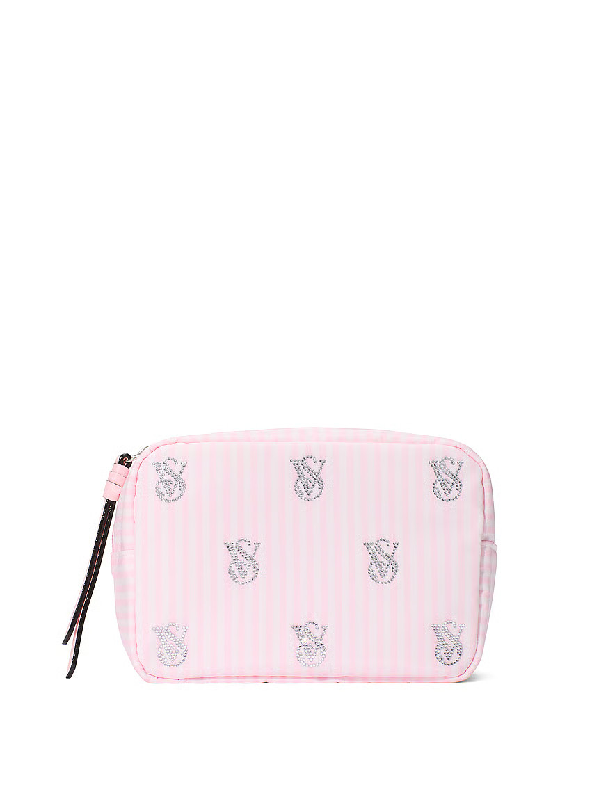 Buy Shine Logo Travel Makeup Bag, Heritage Stripe Diamante - Order Cosmetic Cases online - Victor... | Victoria's Secret (US / CA )