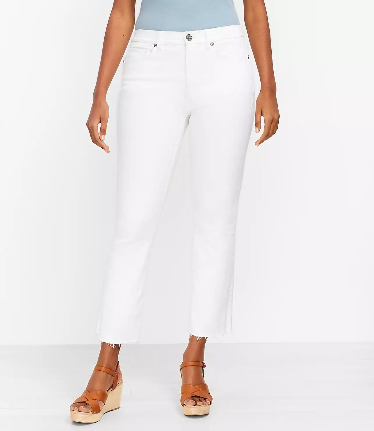 Curvy Fresh Cut High Rise Kick Crop Jeans in White | LOFT