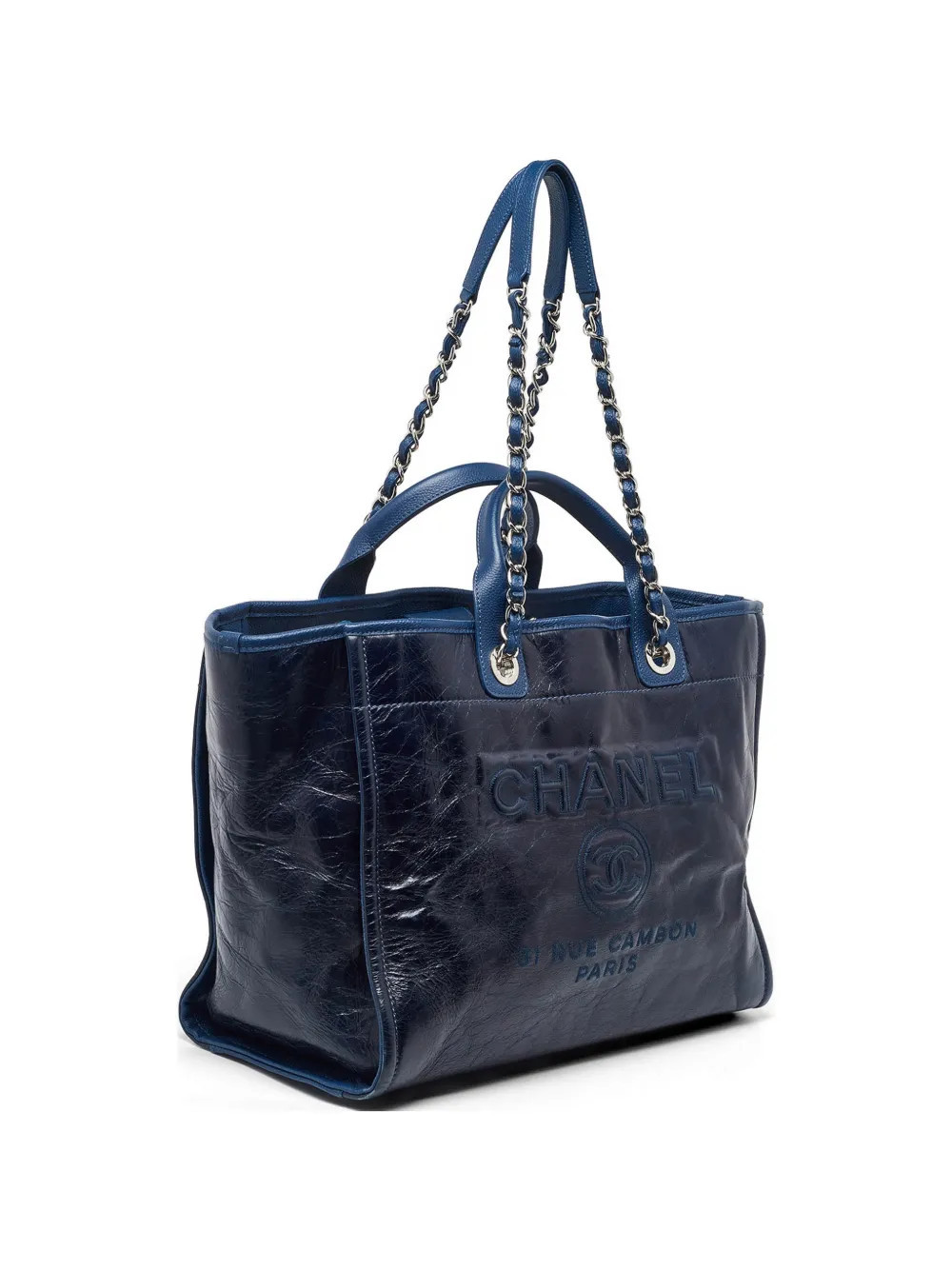 CHANEL Pre-Owned 2016-2017 Deauville leather tote bag - Blue | Farfetch Global