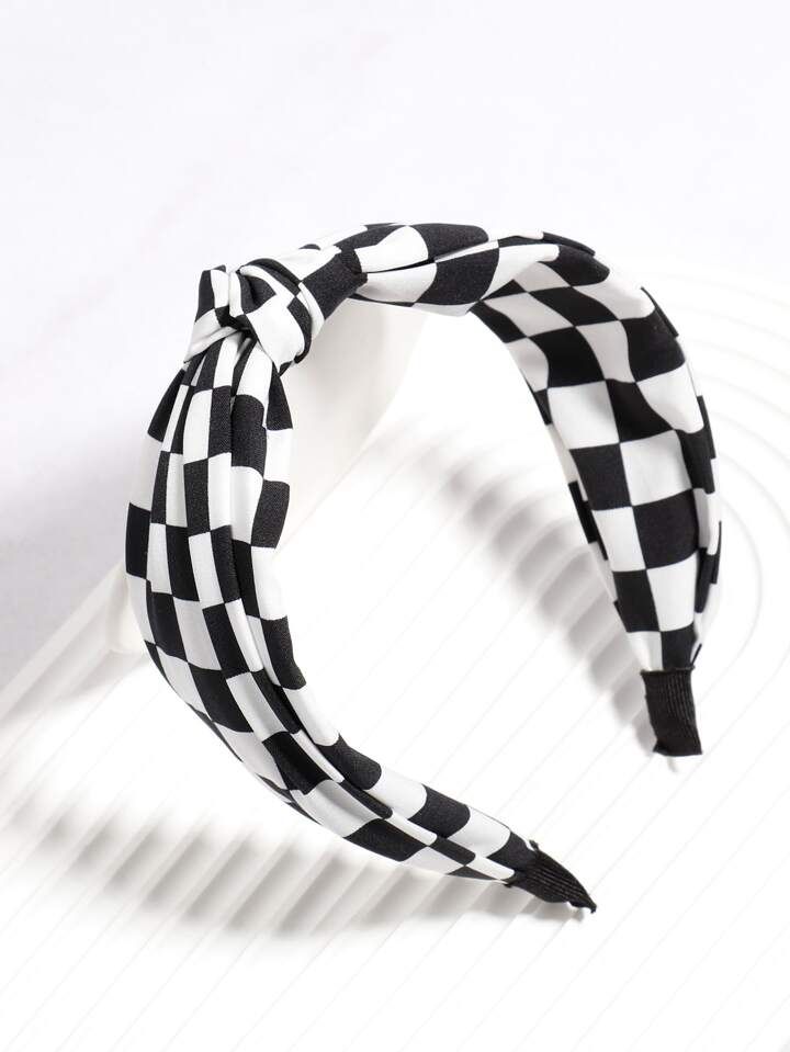 Checkered Pattern Knot Decor Headband | SHEIN