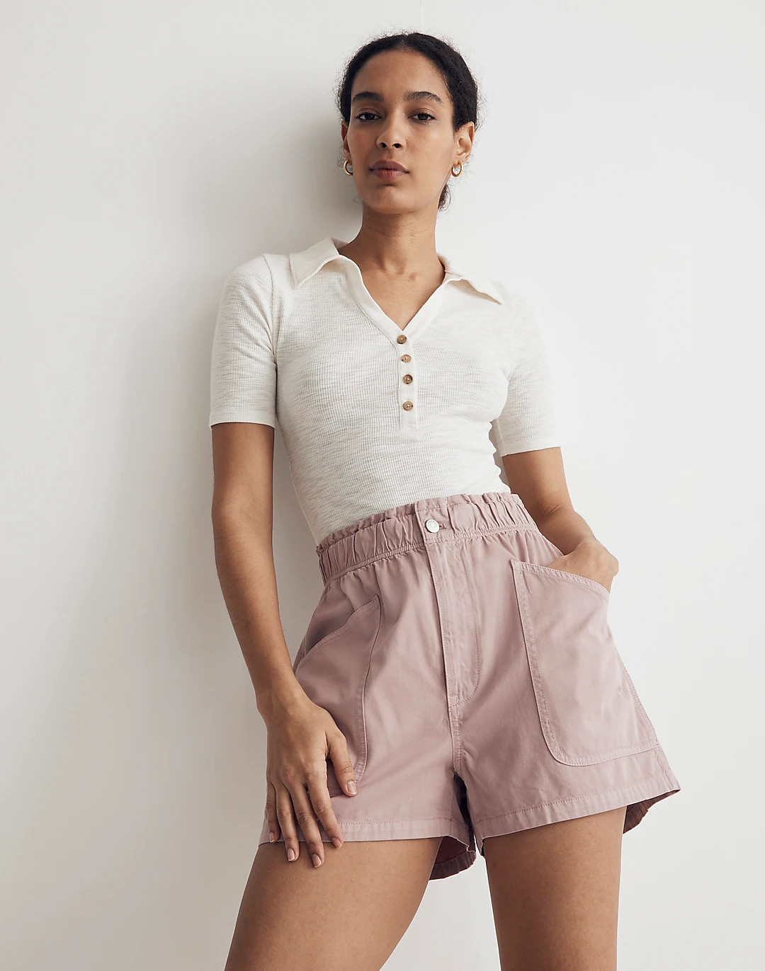 Denim Pull-On Paperbag Utility Shorts: Garment-Dyed Edition | Madewell