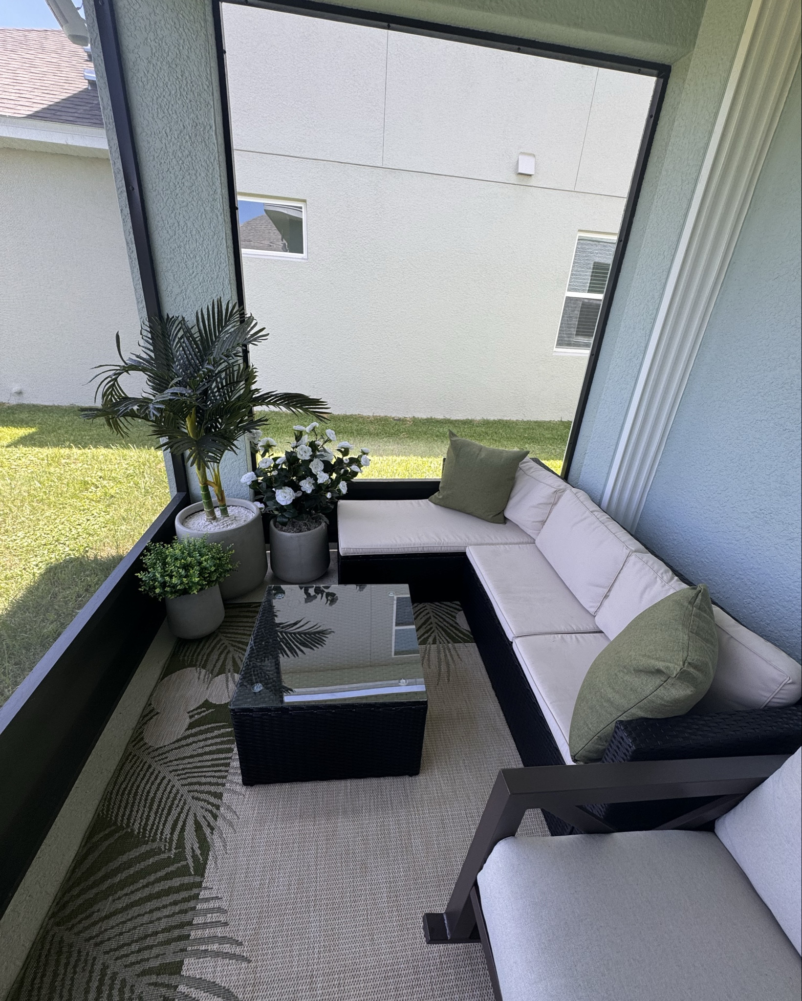 In the process of creating my own little oasis out here on the lanai & it’s slowly becoming my favorite spot to unwind. A mix of cozy textures, soft lighting, and a few personal touches is all it’s taking to bring this space to life. Whether I’m sipping coffee in the morning or winding down in the evening, this little corner feels like a breath of fresh air.✨ I’ve linked everything I’ve used to style it on my LTK! #lanailiving #outdoorstyle #LTKhome