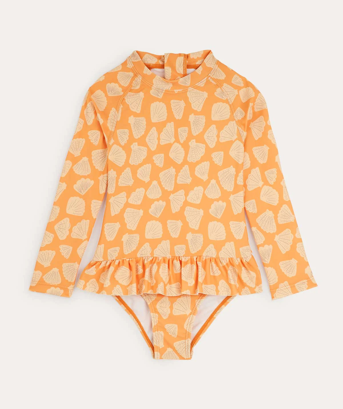 Recycled Long Sleeve Swimsuit: Apricot Shell | KIDLY