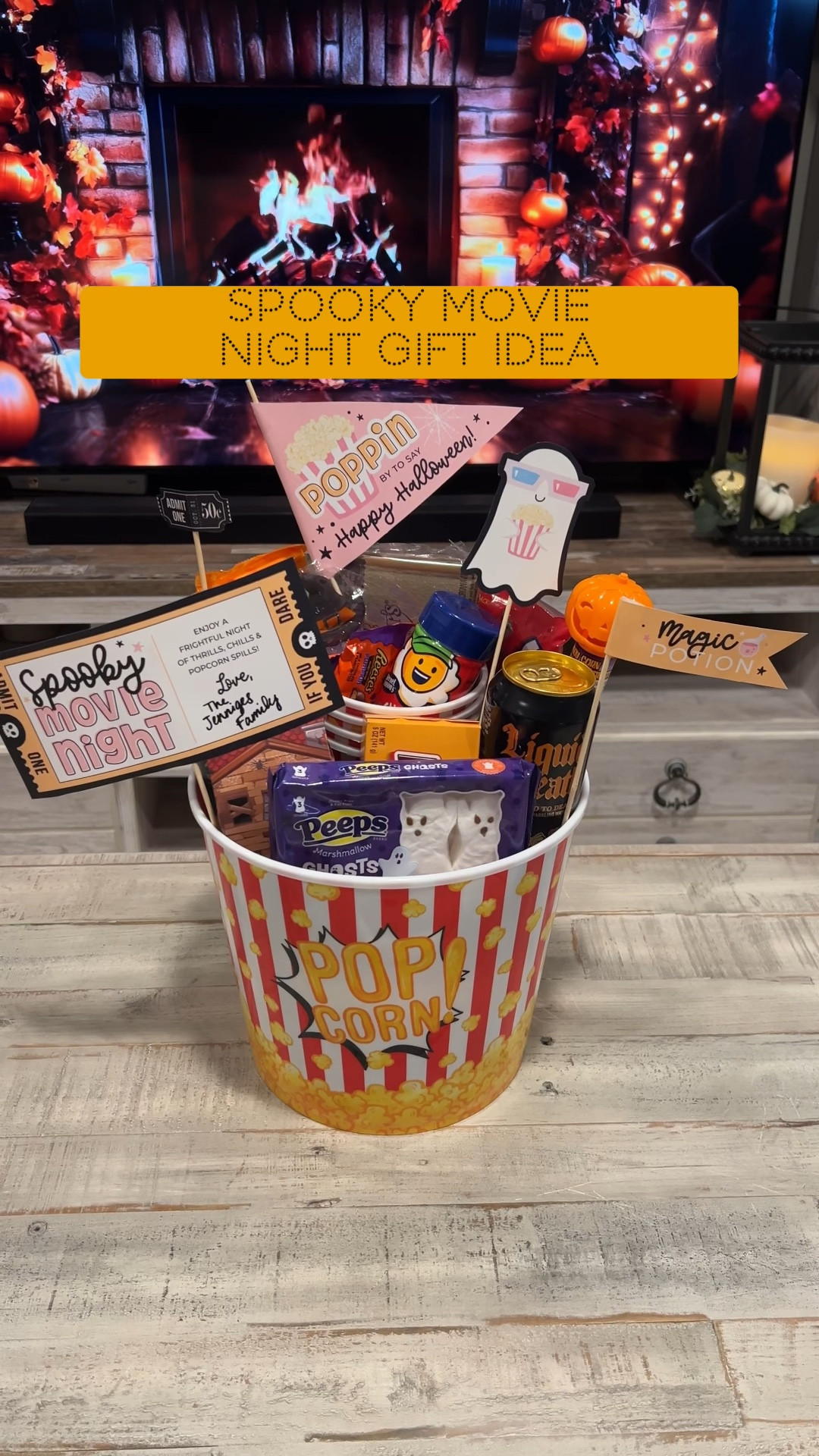 Looking for the perfect way to make Halloween movie night extra special? The perfect spooky movie night bucket gift idea! It’s packed with all the essentials:

👻 Peeps ghosts
🍫 Halloween treats
🍿 Popcorn
🕯️ Liquid Death (for a killer time)

Whether you’re gifting it to friends & family, using it for client pop-bys, or setting it up for your own cozy night in, this bucket is perfect for spooky season. 🎬💀 #LTKGift

#LTKParties #LTKSeasonal
