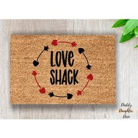 Love Shack Doormat | Valentines Front Porch Decor Spring Funny Welcome Mat | Etsy (US)