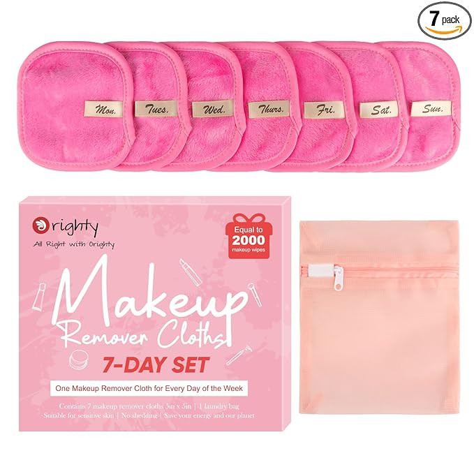 Orighty Makeup Remover Cloths 7-Day Set, Premium & Reusable Makeup Remover Pads, Erase Make-up Wi... | Amazon (US)