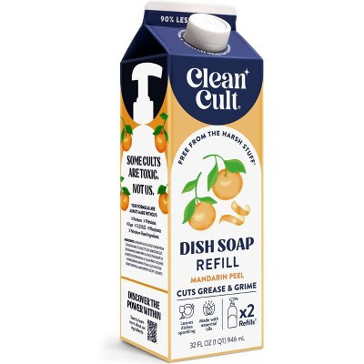 Clean Cult Mandarin Peel Liquid Dish Soap Refills - 32 fl oz: Carton, Removes Grease, Ceramic Dishes | Target