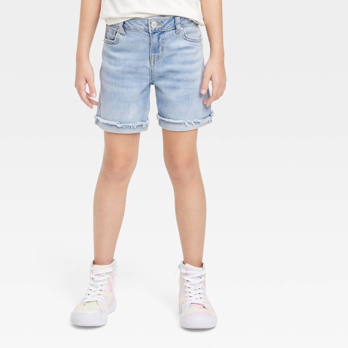 Girls' Cuffed Hem Midi Jean Shorts - Cat & Jack™ | Target