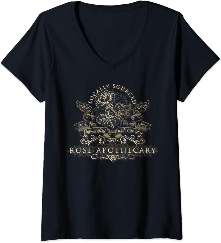 Womens Rose Apothecary Floral Design | Beige V-Neck T-Shirt | Amazon (US)