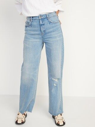 Extra High-Waisted Sky Hi Ripped Wide-Leg Jeans for Women | Old Navy (US)