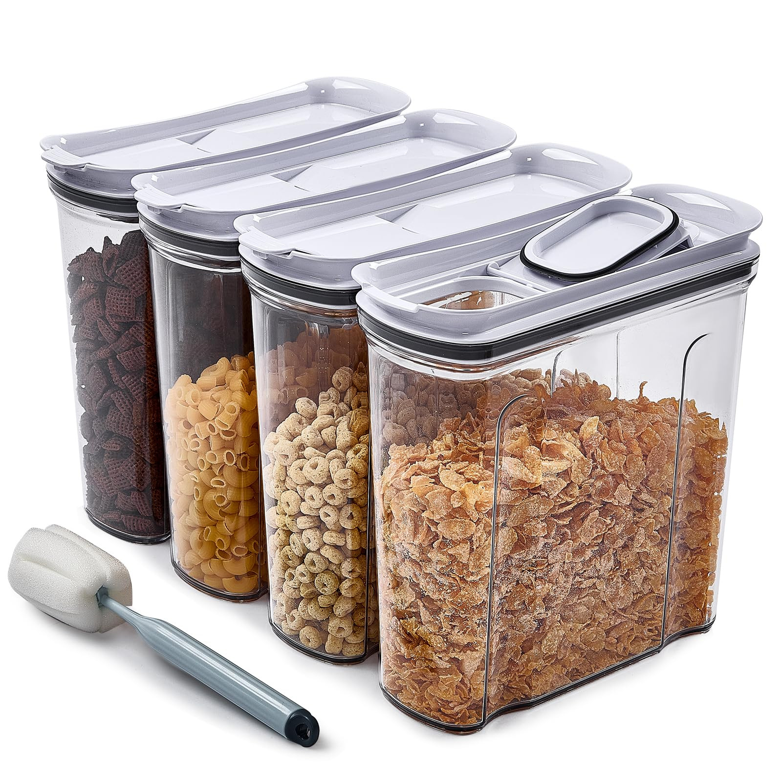 FreshKeeper Cereal Containers Storage Set, Airtight Food Storage Container with Lid 4L/135.2oz,4P... | Amazon (US)