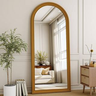 Antique Gold 32 in. W x 71 in. H Arched PU Frame Full Length Mirror Floor Mirror | The Home Depot