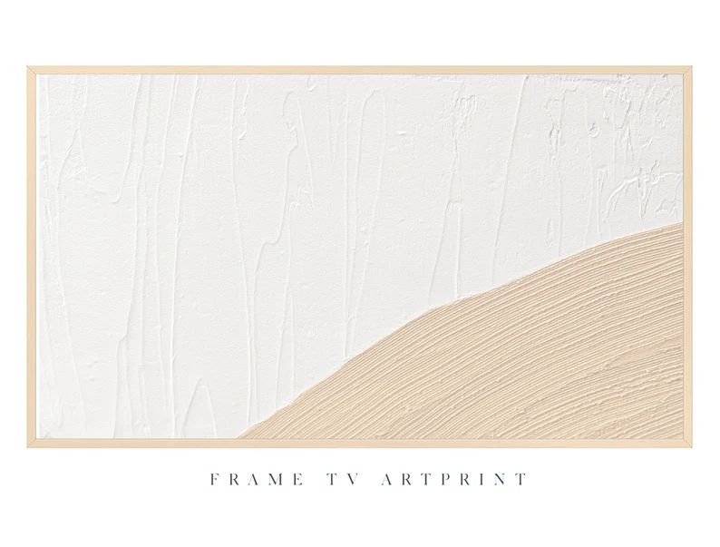 Samsung Frame TV art file | "Beige Sand White Abstract" | Modern | Texture | Paint | Palette knif... | Etsy (US)