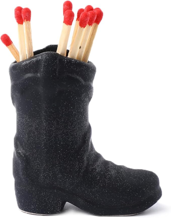 Cowboy Boot Match Holder, Ceramic Match Box for All Matches, Match Jar for Bathroom, Kitchen, Cut... | Amazon (US)